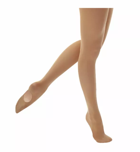 Girls Womens Soft Convertible /Transition Foot Ballet Dance Tights 60 Denier Tan