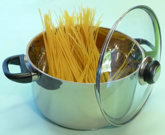 KOCHTOPF SPAGETTI-TOPF aus EDELSTAHL ø24cm mit GLASDECKEL "für Induktion"  21305