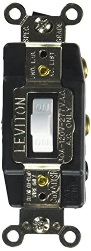 1288-W 30-Amp 120-Volt Toggle Double-Pole AC Quiet Switch, White