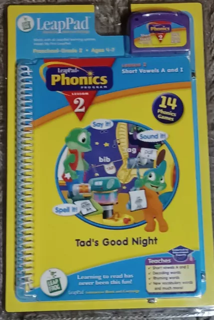 LeapPad Phonics Program Lesson Book 2 - Short Vowels - Tad's Good Night New!!