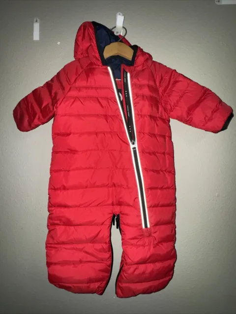 CANADA GOOSE Baby Pup Down Fill Bunting Red Infant Snowsuit 3-6 Month