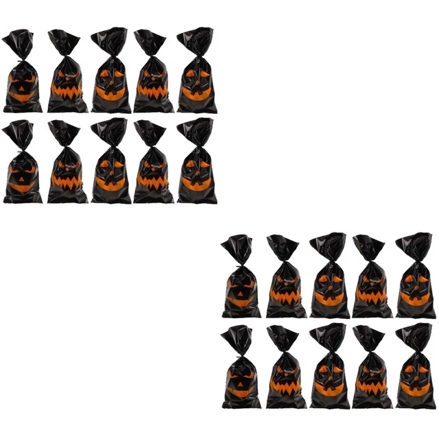 200 piezas Halloween Bolso de galletas Halloween Bolsillo plano Bolso de celofán Impreso
