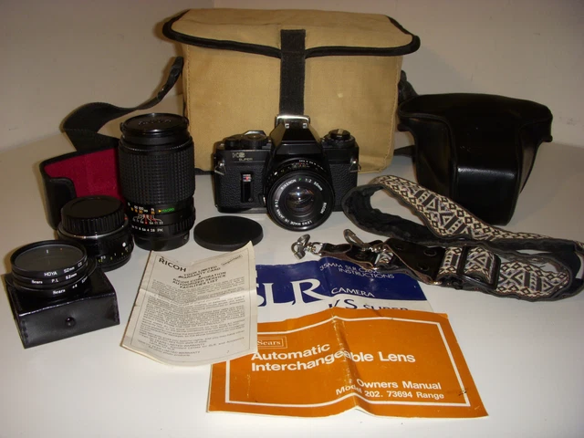 CÁMARA MANUAL RICOH SEARS KS SUPER 35mm con lente, uv, correa, estuche, bolso y más