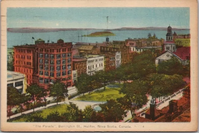 HALIFAX, NS Canada Postcard "The Parade - Barrington Street" Bird's-Eye View