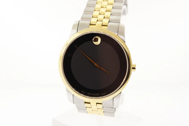 Men's Movado 0606605 Museum Classic Two Toned Stainless Steel Black Dial Watch
