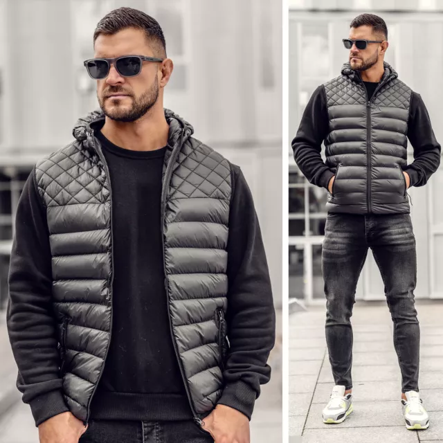 Weste Bodywarmer Steppweste Übergangs Sport Motiv Ärmellos Herren BOLF Kapuze