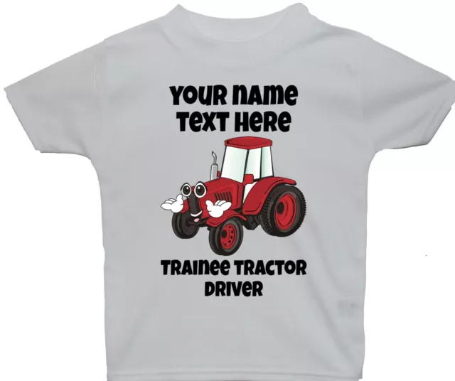 Personalised Trainee Tractor Driver Red Baby, Toddler, Kids, Children's T-Shirt