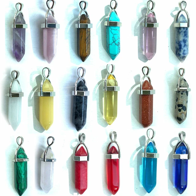 Gemstone Pendant Necklace Natural Quartz Crystal Chakra Healing Stone with Chain