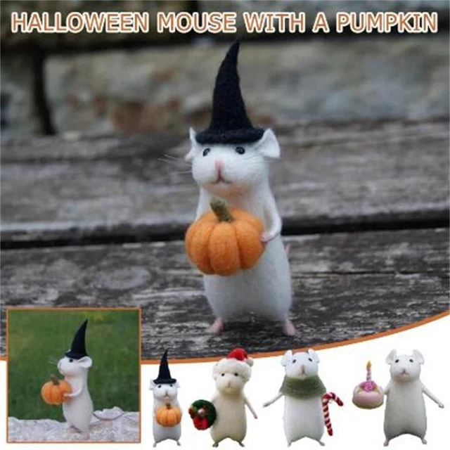 Handmade Wool Felt Mouse Mouse with Xmas Hat Christmas Mouse Ornament
