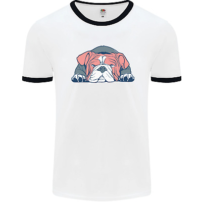 Dogs English Bulldog Mens White Ringer T-Shirt