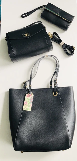 Lot de 3 sacs à main pour femmes grand sac à main moyen sac à main et sac à main noir - flambant neuf