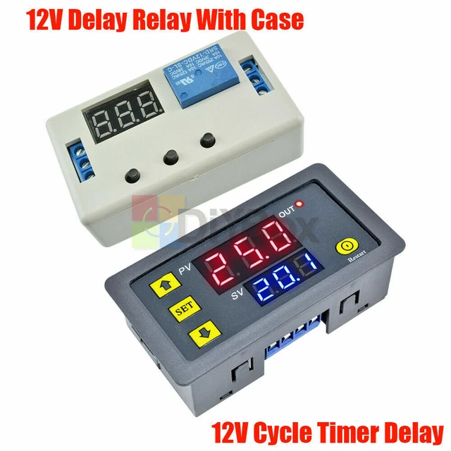12V DIGITAL DUAL LED Delay Relay Automation Cycle Timer Control Switch ...