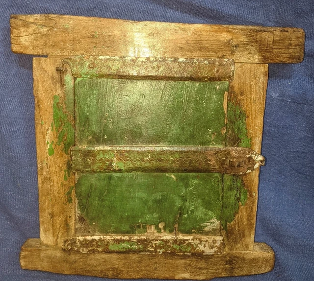 Antique Old Collectible Hand Carved Painted Rare Size Small Wooden Window Door