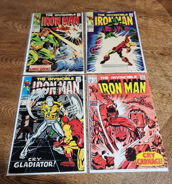 The Invincible Iron Man 4, 5, 7, 13, Silver Age Lot Unicorn Gladiator Controller