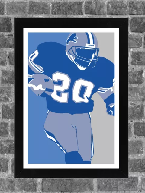 Detroit Lions Barry Sanders Portrait Sports Print Art 11x17