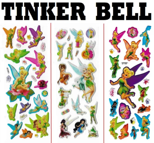 3D puffy Stickers TINKER BELL TINK Peter Pan Wendy Fairy Disney Barrie Princes