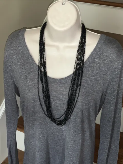 Brand New J. CREW Dainty Black Multi layered seed bead necklace statement 💗175