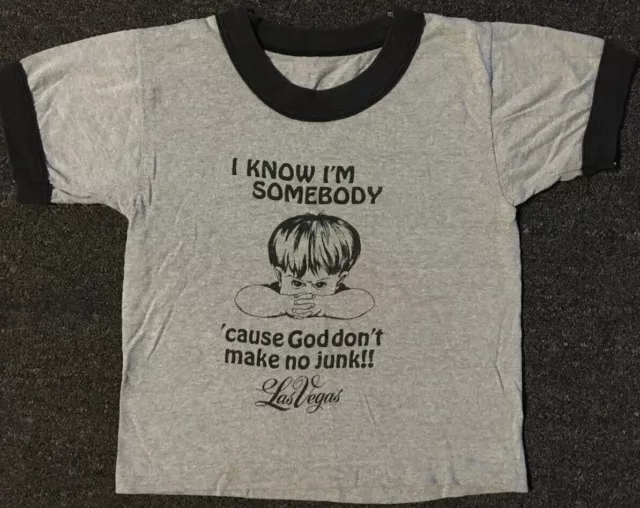 Vtg 80s Kids God Dont Make Junk Faded Shirt S USA Funny Saying Joke Humor 70s