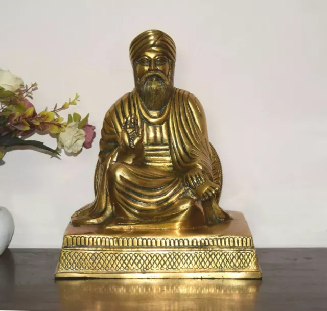 Gurú de latón Nanak Dev escultura religiosa Baba Jii estatua templo accesorios EK106