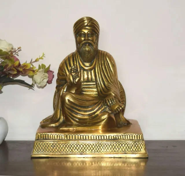 Guru de latón Nanak Dev Escultura Religiosa Baba Jii Estatua Templo Accesorio EK106