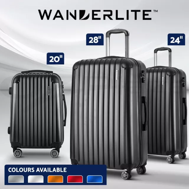 Wanderlite Luggage Sets Suitcase Trolley Set TSA Hard Case Lightweight 2/3pc