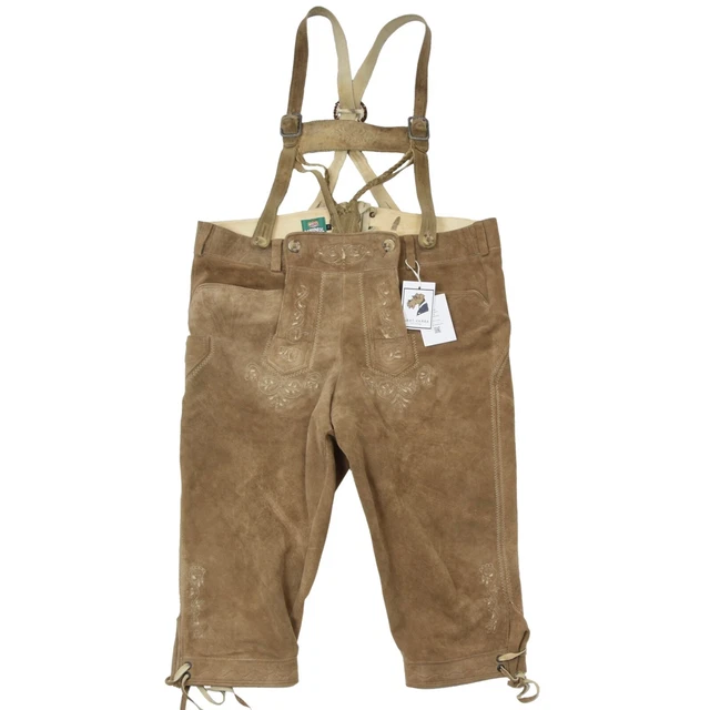 MEINDL Lederhose Gr 56 Suede Leather Tracht Fest Beige Tan Oktoberfest Hirsch