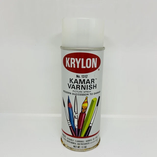 VINTAGE KRYLON SPRAY Paint Can KAMAR VARNISH No. 1312 Borden 22.22