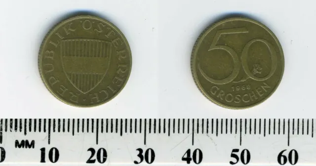 Austria 1968 - 50 Groschen Aluminum-Bronze Coin - Austrian Shield 2