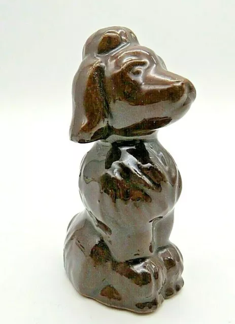 VTG Brown Poodle Ceramic Porcelain Upright Figurine Stoneware Dark Shiny