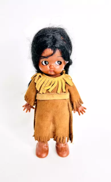 Vintage Knickerbocker 6” Native American Indian Rattle Doll Girl