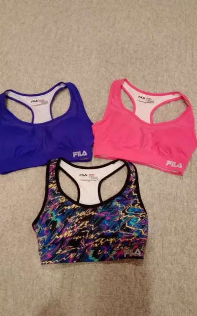Lot Of 3 Women's Fila Athletic Sports Bra Tank Top Sz Small Pink Blue Multi Nwot