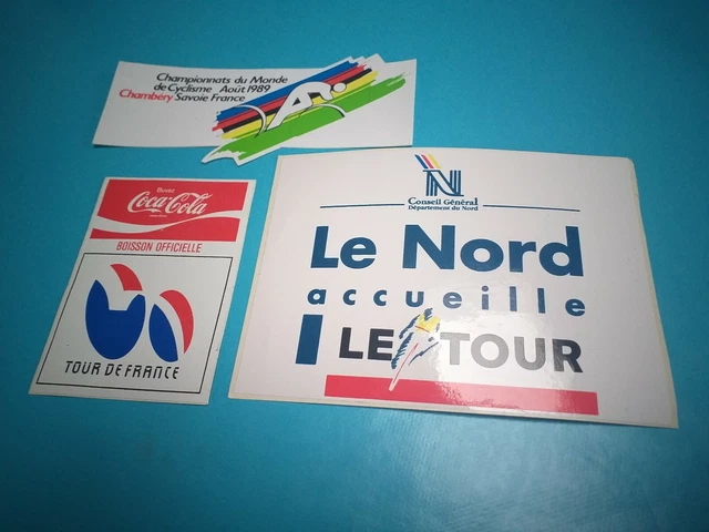 Lot De 3 Autocollants Vintage – Cyclisme Tour De France Coca Cola, Made In France