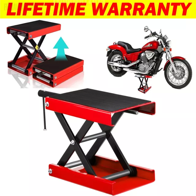 500KG Motorbike Lifter Stand Motorcycle Scissor Work Bench Lift Table Jack Hoist