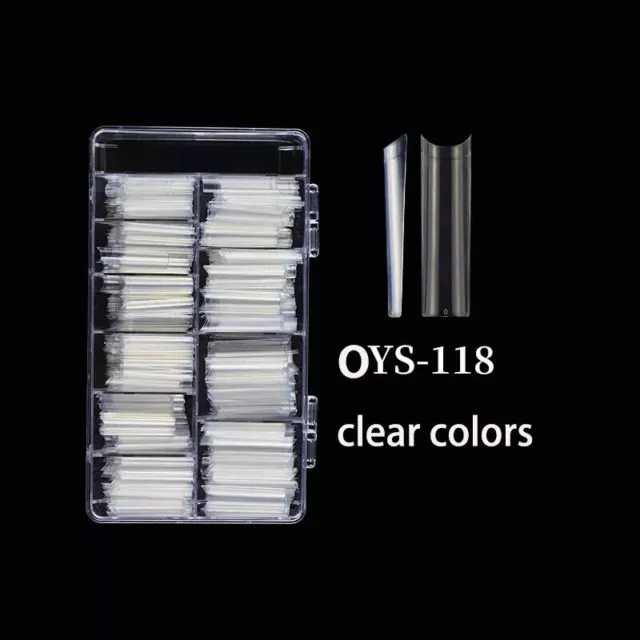 XXL Clear Half Cover Square Nails Tips 12 Sizes in Clear Plastic Box 400 Pcs