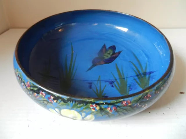 Longpark Pottery Devon / Torquay Ware Pottery Bowl / Blue / Kingfisher