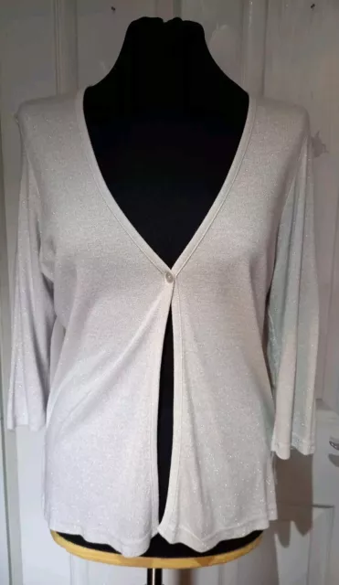 Ladies Size 16 18 New Look Light Grey Sparkly Cardigan Lightweight Top