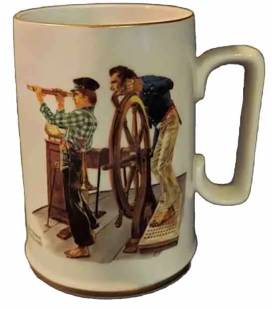 1985 Norman Rockwell Museum "River Pilot" Porcelain Tankard Coffee Cup Mug