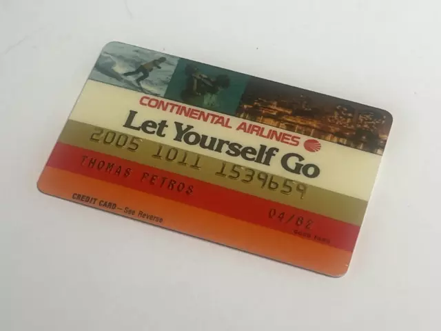 Continental Air Lines Travel Vintage Credit Card Expired For Collectors Only A1