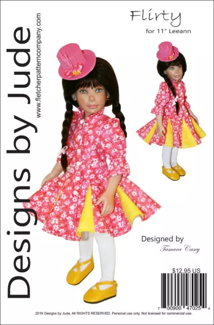 Flirty Doll Clothes Sewing Pattern for 11" Leeann Dolls