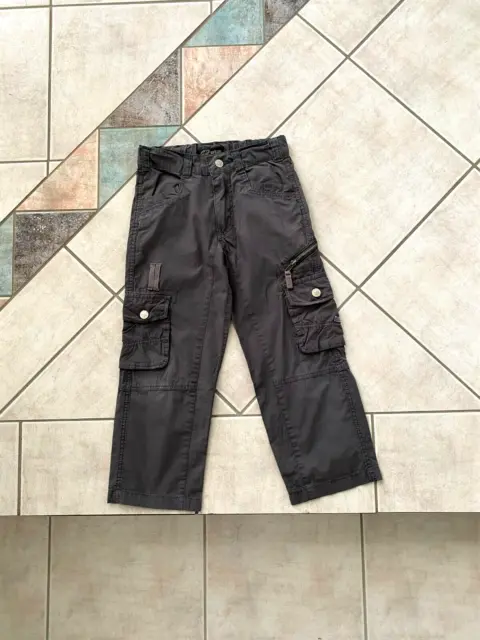 Boys Size 6 Long Cargo Pants Dark Grey Feature Zip & Pockets Adjustable Waist