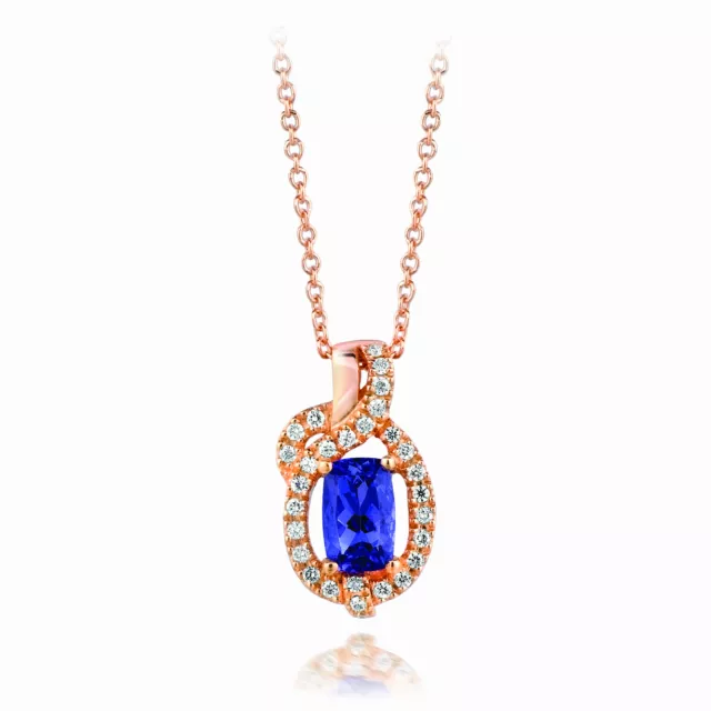 LeVian 14K Rose Gold Tanzanite H-I SI1 Diamond 0.51 cts 18" Pendant Necklace