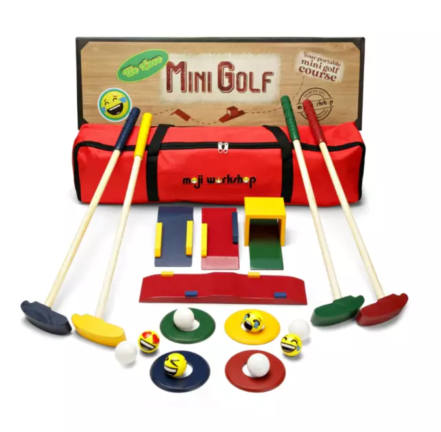 Moji workshop Wooden Kids Golf Set - Crazy Golf & Mini Golf Set Indoor/Outdoor