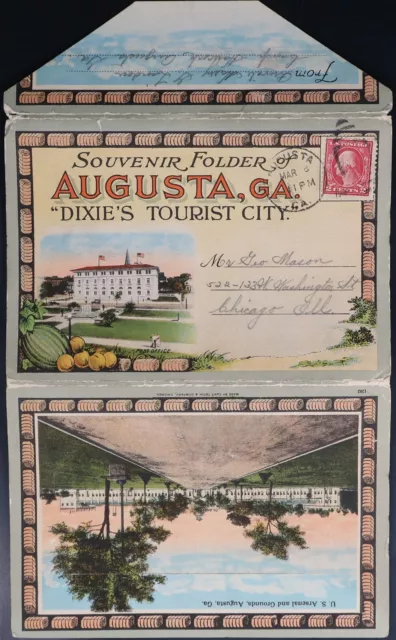 Mayfairstamps US 1910s Augusta GA Dixie's tourist City Postcard Souvenir Folder