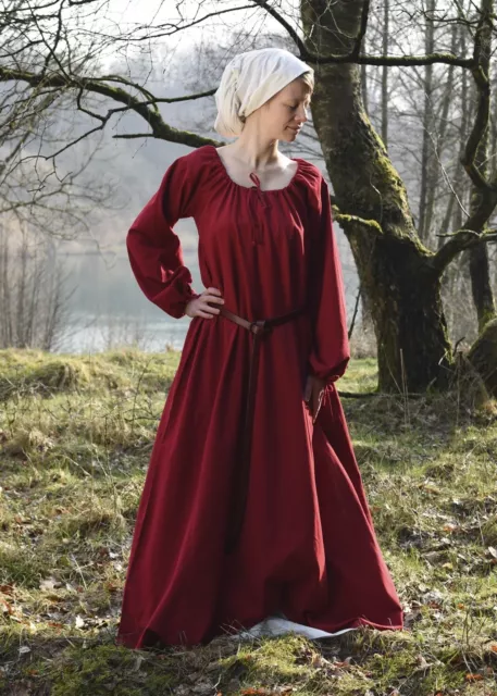 Battle-Merchant Moyen Âge Robe Ana, Rouge - Viking Vêtements Femmes Larp