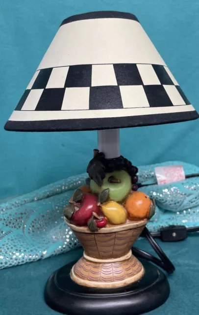 11" Warren Kimble Fruit Basket-McKenzie Kitchen-Foyer Lamp w/ Shade EUC