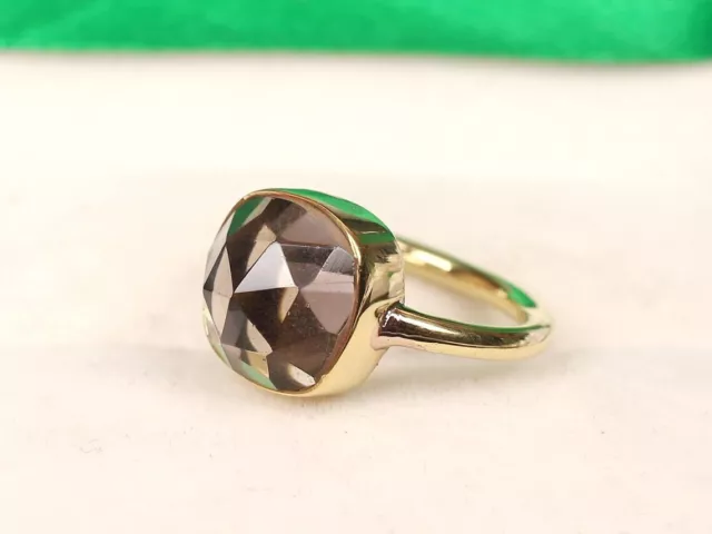 Smoky Quartz Gemstone 925 Sterling Silver Statement Jewelry Promise Ring Gift