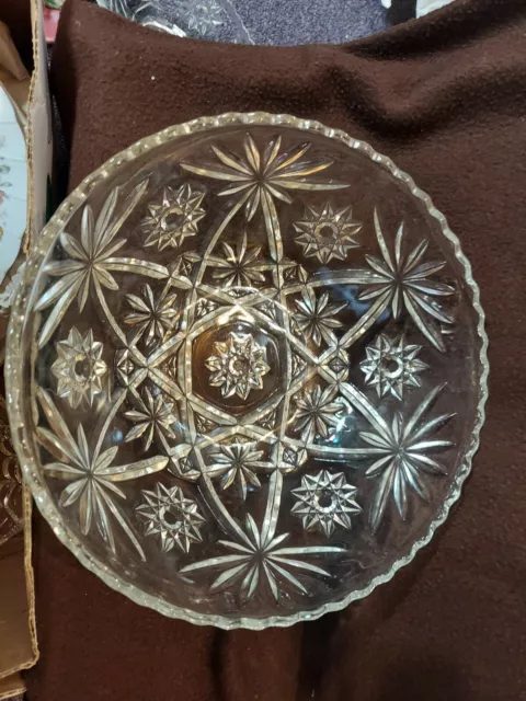 Bowl American Brilliant Period Cut Glass ABP 11" x 4" Hobstars