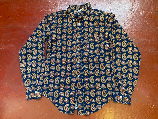 Camicia adolescente abbottonata anni '60 Paisely USA edy league mod colletto 13,5