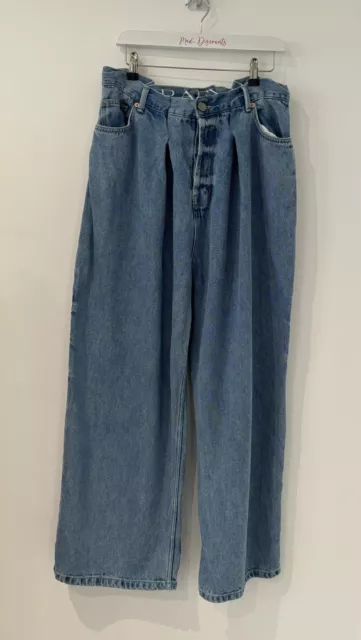 RAEY WOMEN'S LIGHT Blue Tencel Extra Fold Wide Leg High Rise Jeans Size ...