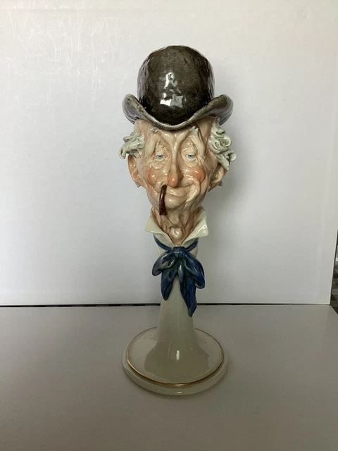 Giuseppe Cappe’ Porcellana Capodimonte Testa Di Uomo Con Cappello e pipa